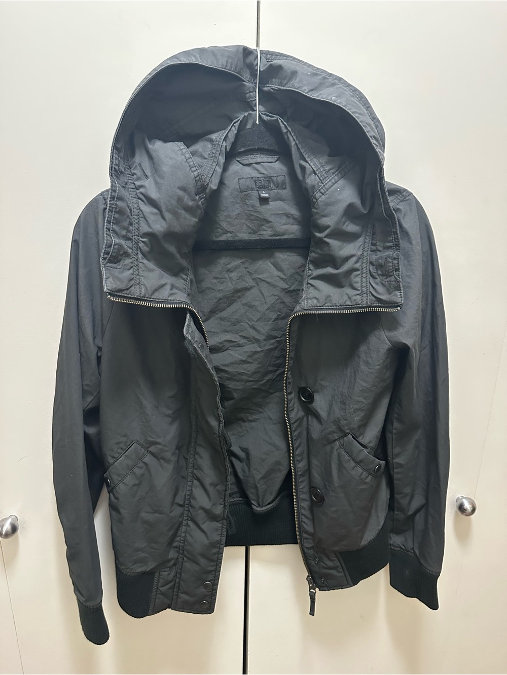 UNIQLO Black Hooded Military Bomber Jacket Blouson - Size S